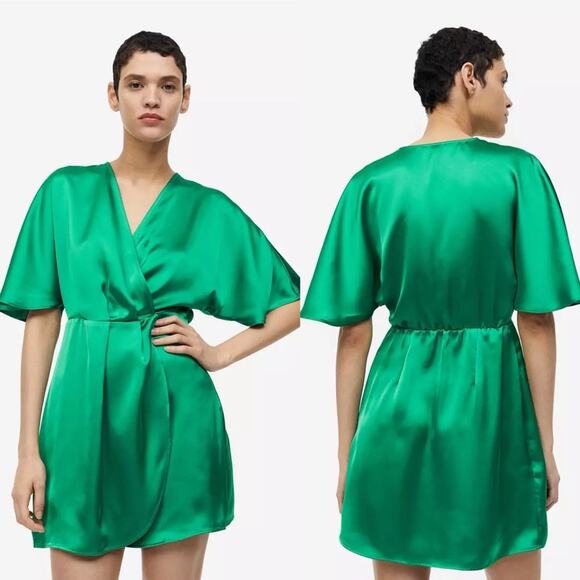 H&M Satin Wrap Dress Small NWT - Picture 1 of 9